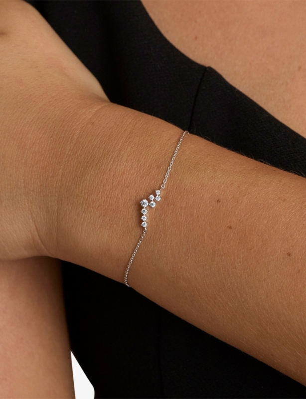 Crystal Scatter Rhodium Plated Sterling-Silver And Cubic Zirconia Bracelet