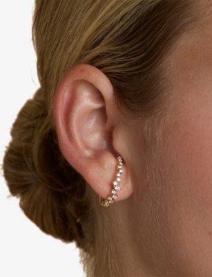 ASTRID & MIYU: Orbit 18ct Yellow Gold Plated, Sterling-Silver And Cubic Zirconia  Cuff Stud Earrings