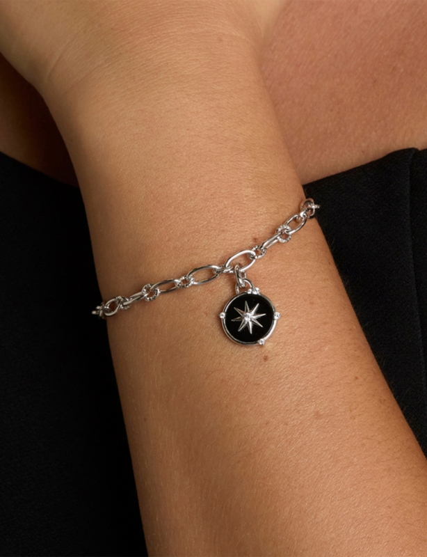 Star Rhodium Plated Sterling-Silver And Cubic Zirconia Clip Charm