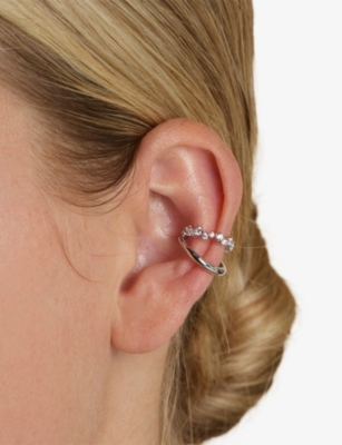 ASTRID & MIYU: Illusion Spiral Rhodium Plated Sterling-Silver And Cubic Zirconia Ear Cuff