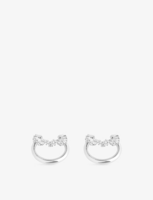 ASTRID & MIYU: Illusion Spiral Rhodium Plated Sterling-Silver And Cubic Zirconia Ear Cuff