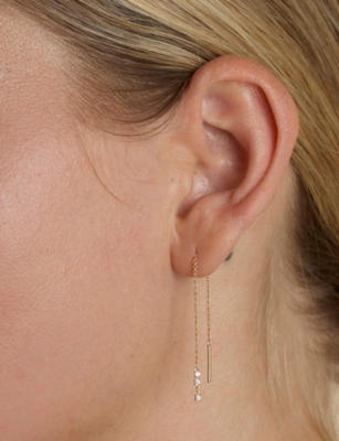 ASTRID & MIYU: Crystal Chain 18ct Yellow Gold Plated, Sterling-Silver And Cubic Zirconia Thread Earrings