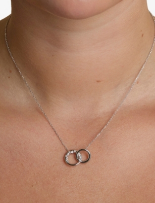 ASTRID & MIYU: Orbit Rhodium Plated Sterling-Silver And Cubic Zirconia Necklace