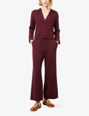 SIMKHAI: V-Neck Long-Sleeves Cotton And Cashmere Polo Shirt