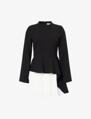 SIMKHAI: Amberly Pleated Woven Mini Dress