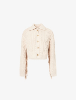SIMKHAI: Virginia Cropped Cotton And Wool Cardigan