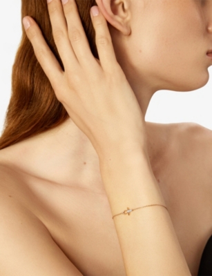 Kismet By Milka Womens Rose Gold Ankh 18ct Gold And 0.03ct Diamond Chain Bracelet In Gold