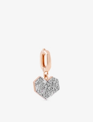 KISMET BY MILKA: Mini Cherish 0.07ct Baguette-Diamond And 0.10ct Diamond Charm