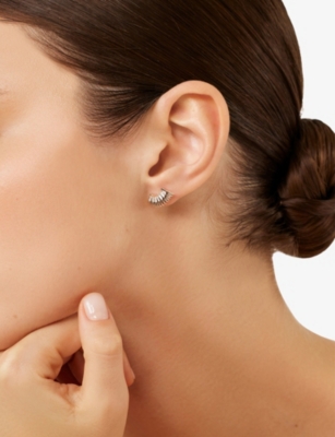 Kismet By Milka Womens Rose Gold Winged  18ct Gold And 0.16ct Baguette-diamond Stud Earring In Multi