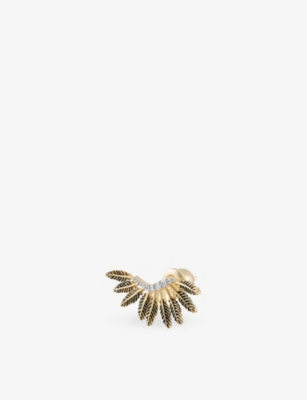 KISMET BY MILKA: Feather Arc 0.06ct Diamond Stud Earring