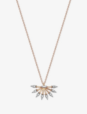 KISMET BY MILKA: Curvature Metal and 0.20ct Diamond Pendant Necklace