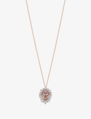 Kismet By Milka Womens Rose Gold Leo Mini 18ct Yellow-gold And 0.23ct Diamond Pendant Necklace In Gold