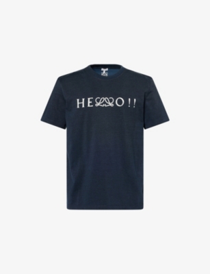 LOEWE - Hello Logo-Print Cotton-Blend T-shirt | Selfridges.com