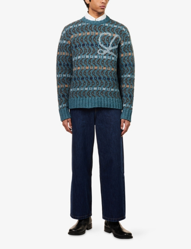 Printed Crewneck Wool-Blend Jumper