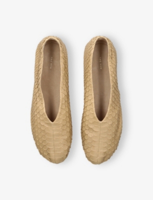 THE ROW: Stella Snakeskin-Embossed Leather Ballet Flats