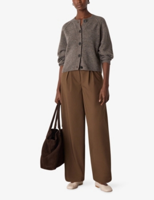 WHISTLES: Round-Neck Raglan-Sleeved Knitted Cardigan