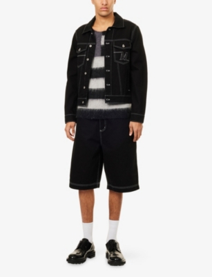 MAINS: Striped Crewneck Wool-Blend Vest