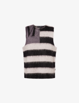 MAINS: Striped Crewneck Wool-Blend Vest
