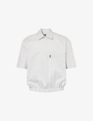 MAINS: Pinstripe Elasticated-Hem Cotton Shirt