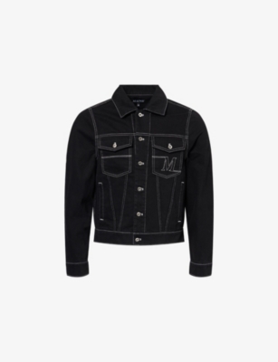 MAINS: Logo Contrast-Stitch Denim Jacket