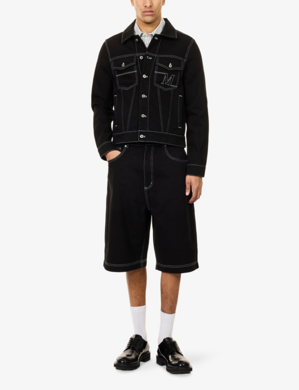 Logo Contrast-Stich Denim Shorts