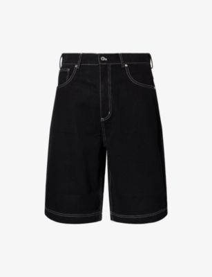 MAINS: Logo Contrast-Stich Denim Shorts