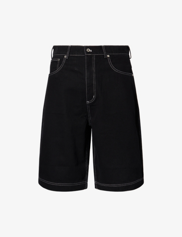 Logo Contrast-Stich Denim Shorts