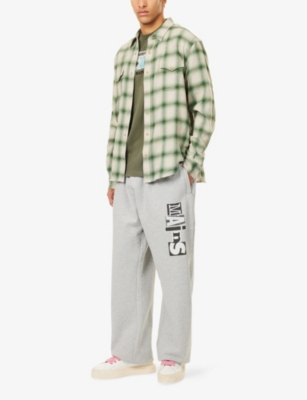 MAINS: Grey Marl Wide-Leg Cotton-Jersey Jogging Bottoms