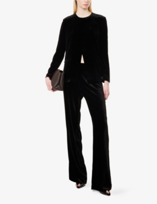 Le Kasha Womens  Certosa Wrap-front Velvet Jacket In Black