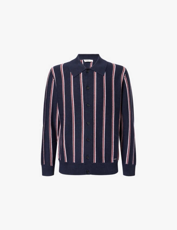 Elio Stripe-Pattern Wool Cardigan