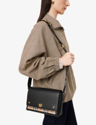 Burberry Womens Black Note Leather Cross-body Bag In Black