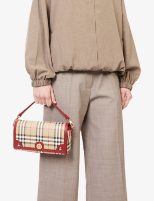 Burberry Womens  Note Woven Top Handle Bag In Red