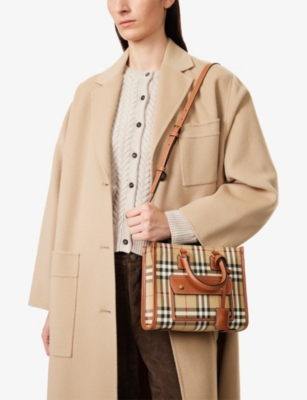 Burberry Mini Freya Tote In Check Coated Cotton Blend Bags In Multi