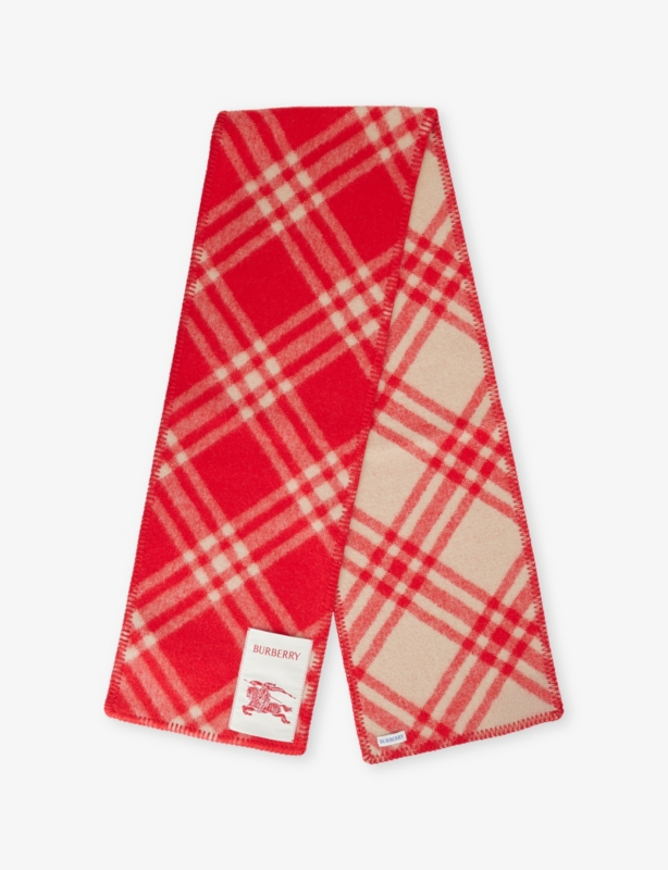 Logo-Patch Checked Wool Scarf