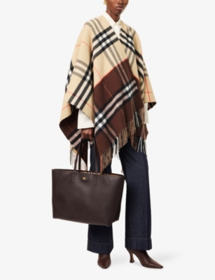 Burberry Womens  Reversible Check-print Wool And Cashmere-blend Cape