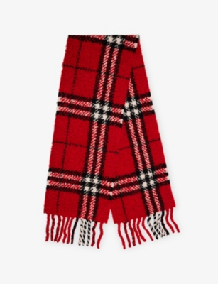 BURBERRY: Check-Pattern Wool-Blend Scarf