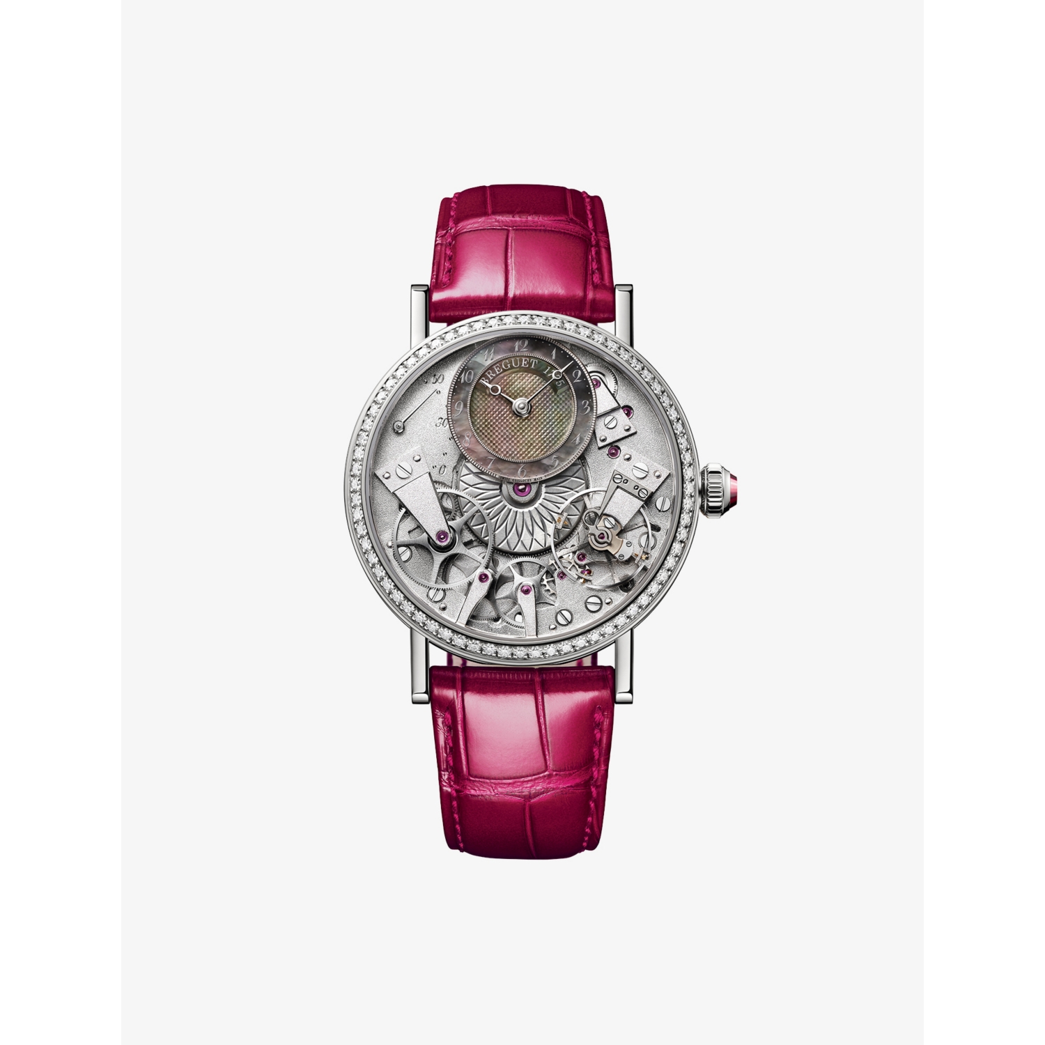 Breguet Tradition 7038 18ct White-Gold Leather Diamond Automatic Watch 37mm