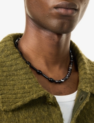 A Sinner In Pearls Mens  Midnight Agate And Onyx Necklace In Black