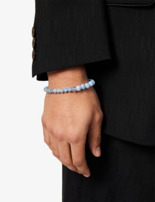 A Sinner In Pearls Mens  Crystal Waters Agate Bracelet In Multi