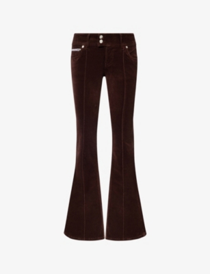 JUICY COUTURE: Flared Velour Stretch-Denim Jeans