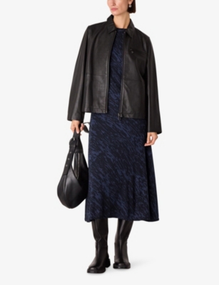 WHISTLES: Abstract-Pattern Long-Sleeved Stretch-Mesh Midi Dress