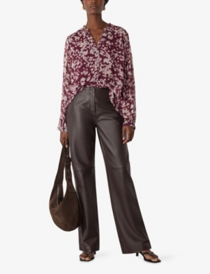 WHISTLES: Floral-Print V-Neck Woven Blouse