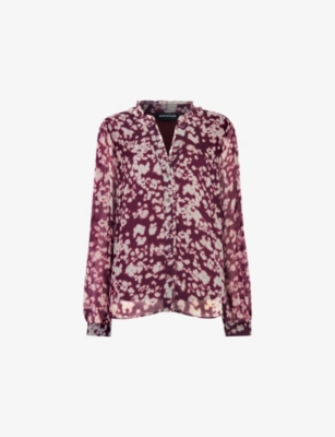 WHISTLES: Floral-Print V-Neck Woven Blouse