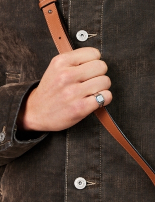 Tom Wood Mens Kay Larvikite Rhodium-plated Sterling-silver Ring In Metallic