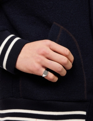 Tom Wood Mens Kay Satin Rhodium-plated Sterling-silver Ring In Brown