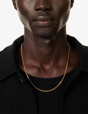 Tom Wood Mens Curb Chain Slim 18ct Yellow Gold-plated 925 Sterling Silver Necklace In Gold