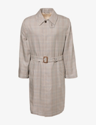 DUNHILL: Prince of Wales Check-Pattern Cotton and Silk-Blend Coat