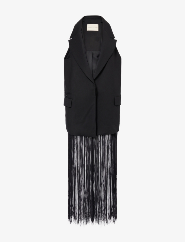 Issa Fringed Stretch-Wool Vest
