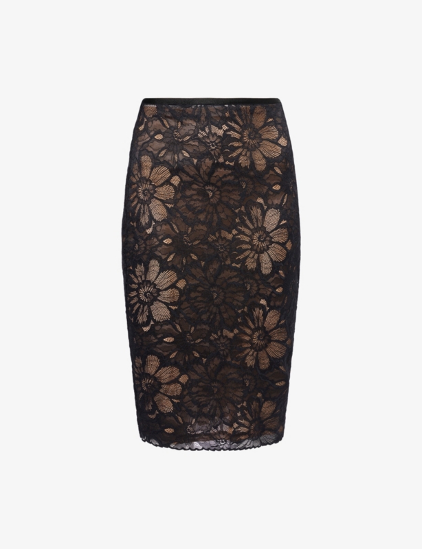 Eleri Lace Stretch-Woven Midi Skirt