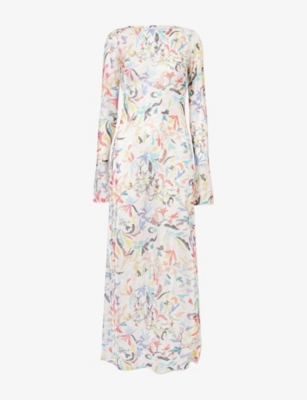 MISSONI: Floral-Print Long-Sleeve Maxi Cover-Up